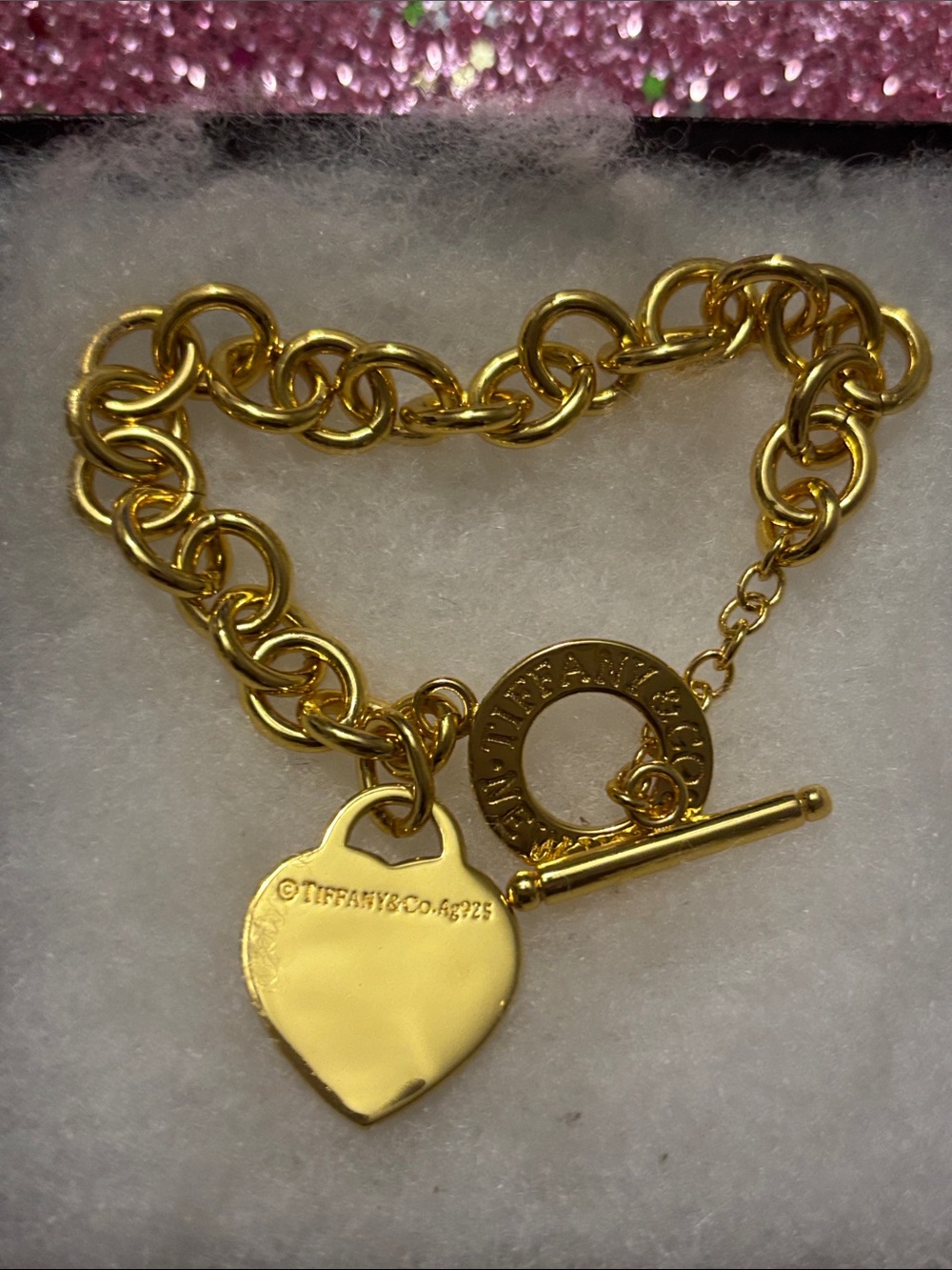 Tiffany & Co. Gold-Tone Heart Charm Bracelet - Picture 4 of 5